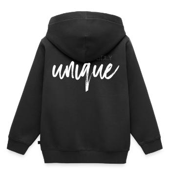 Fièrement unique - Sweat Premium à capuche enfant bio - noir - Dos - AI Model Kid Male (0cm)