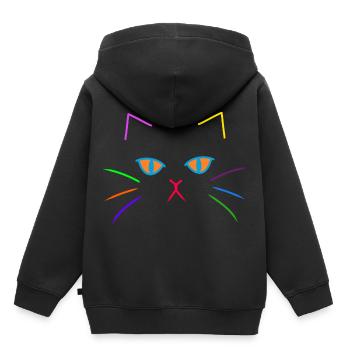 Bunt farbenfreudig Katzen Gesicht Katze Kitten - Kinder Premium Organic Hoodie - Schwarz - Hinten - AI Model Kid Male (0cm)