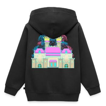 Château Château Couronne Forteresse Chevalier Roi - Sweat Premium à capuche enfant bio - noir - Dos - AI Model Kid Male (0cm)