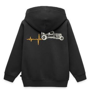 Cadeau cru Heartbeat - Sweat Premium à capuche enfant bio - noir - Dos - AI Model Kid Male (0cm)
