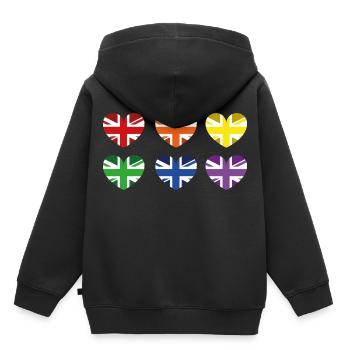 UK RAINBOW FLAG - Kids Premium Organic Hoodie - black - Back - AI Model Kid Male (0cm)