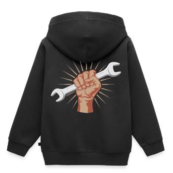 Strong hobbyist! Wrench Mechanic - Kids Premium Organic Hoodie - black - Back - AI Model Kid Male (0cm)