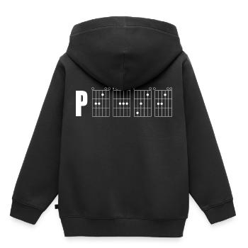 Peace Schrift für Gitarren Akkorde Gitarrist Shirt - Kinder Premium Organic Hoodie - Schwarz - Hinten - AI Model Kid Male (0cm)