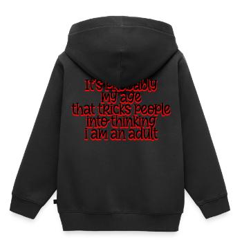 Faire croire aux gens que je suis un adulte 4 - Sweat Premium à capuche enfant bio - noir - Dos - AI Model Kid Male (0cm)