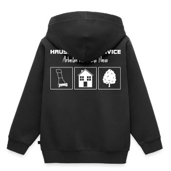 Travailler autour de la maison - service de conciergerie - Sweat Premium à capuche enfant bio - noir - Dos - AI Model Kid Male (0cm)
