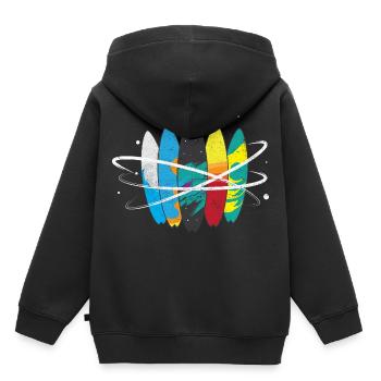 Surfbrett Weltall Wellen Umlaufbahn - Kinder Premium Organic Hoodie - Schwarz - Hinten - AI Model Kid Male (0cm)