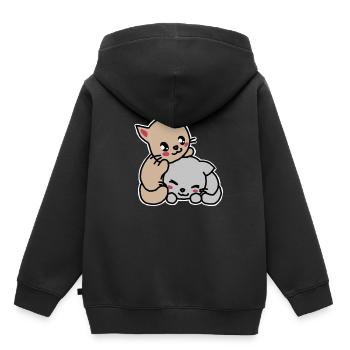 Zwei süße Katzen, Kawaii, Comic - Kinder Premium Organic Hoodie - Schwarz - Hinten - AI Model Kid Male (0cm)