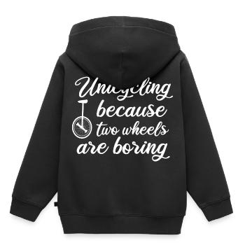 Einrad Einradfahrer Zwei Räder sind langweilig - Kinder Premium Organic Hoodie - Schwarz - Hinten - AI Model Kid Male (0cm)