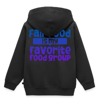 La nourriture équitable est mon groupe alimentaire préféré 4 - Sweat Premium à capuche enfant bio - noir - Dos - AI Model Kid Male (0cm)