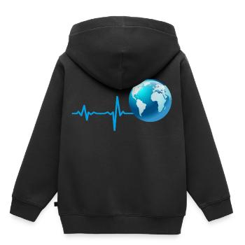Geschenk Heartbeat Erde Welt Planet - Kinder Premium Organic Hoodie - Schwarz - Hinten - AI Model Kid Male (0cm)