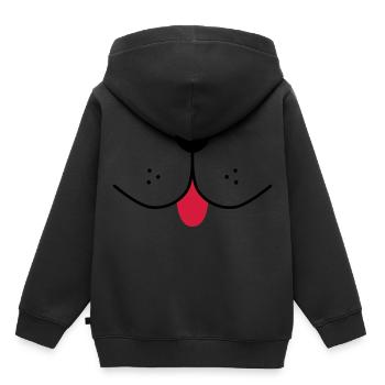 Chien visage drôle chien museau chiens nez bouche - Sweat Premium à capuche enfant bio - noir - Dos - AI Model Kid Male (0cm)
