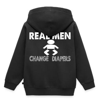 Real men change diapers - Kids Premium Organic Hoodie - black - Back - AI Model Kid Male (0cm)