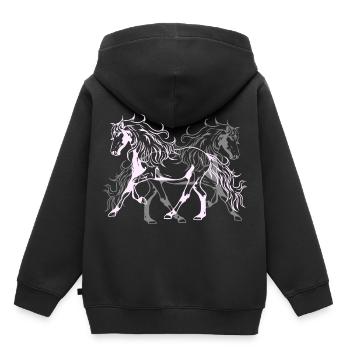 Heavenly Wild Horses Étalon Cavalier Passionné de chevaux - Sweat Premium à capuche enfant bio - noir - Dos - AI Model Kid Male (0cm)