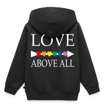 Love above all else - Kids Premium Organic Hoodie - black - Back - AI Model Kid Male (0cm)