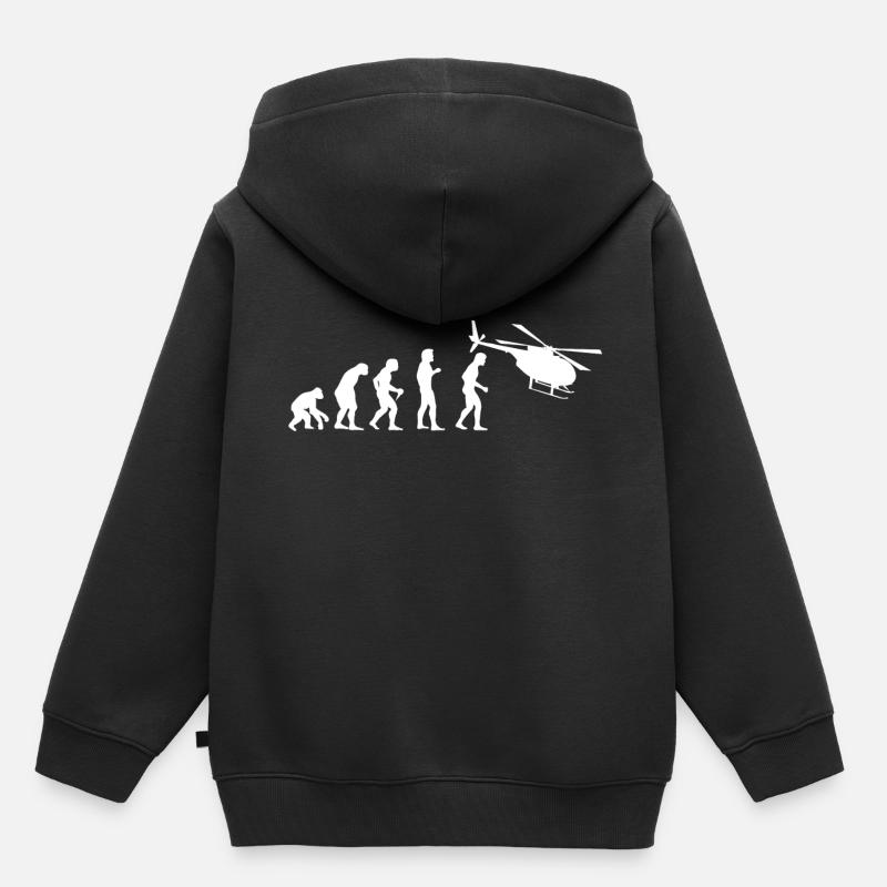 Evolution Geschenk Helikopter Heli Hubschrauber - Kinder Premium Organic Hoodie - Schwarz