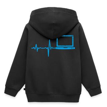 Cadeau Heartbeat Notebook PC - Sweat Premium à capuche enfant bio - noir - Dos - AI Model Kid Male (0cm)
