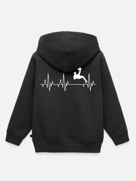 Heartbeat ECG Joueur de football Soccer - Sweat Premium à capuche enfant bio - noir