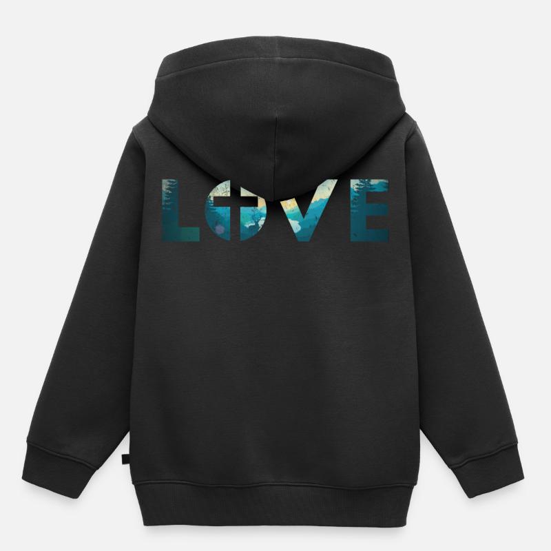 Amour avec croix - Sweat Premium à capuche enfant bio - noir