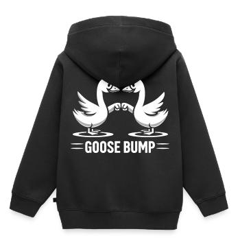 Chair de poule - Amitié de l’oie - Sweat Premium à capuche enfant bio - noir - Dos - AI Model Kid Male (0cm)