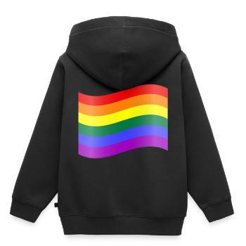 Drapeau arc-en-ciel - Sweat Premium à capuche enfant bio - noir - Dos - AI Model Kid Male (0cm)
