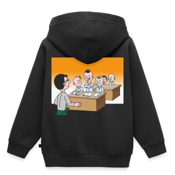 Schüler in der Klasse in der Schule - Kinder Premium Organic Hoodie - Schwarz - Hinten - AI Model Kid Male (0cm)
