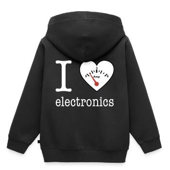 I love Electronics - electronics / gift idea - Kids Premium Organic Hoodie - black - Back - AI Model Kid Male (0cm)