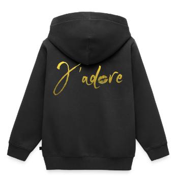 j'adore kiss gold - Sweat Premium à capuche enfant bio - noir - Dos - AI Model Kid Male (0cm)