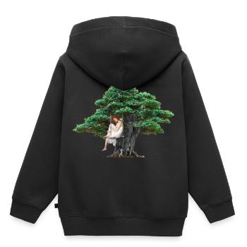 Mädchen Baum Natur sinnlich Schaukel Gefühle - Kinder Premium Organic Hoodie - Schwarz - Hinten - AI Model Kid Male (0cm)