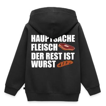 Hauptsache Fleisch der Rest ist Wurst - Kinder Premium Organic Hoodie - Schwarz - Hinten - AI Model Kid Male (0cm)