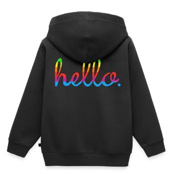 Hello Mac - Sweat Premium à capuche enfant bio - noir - Dos - AI Model Kid Male (0cm)