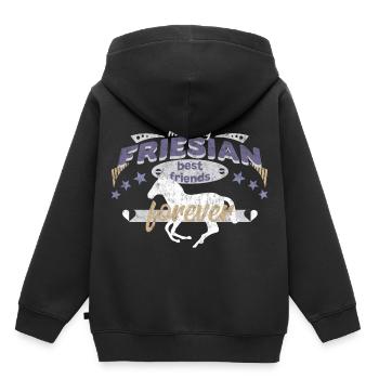 Frison race Frison meilleurs amis de BFF - Sweat Premium à capuche enfant bio - noir - Dos - AI Model Kid Male (0cm)