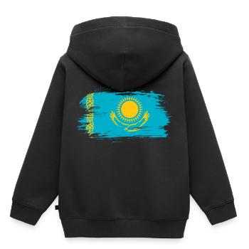 Kasachstan Flagge - Kinder Premium Organic Hoodie - Schwarz - Hinten - AI Model Kid Male (0cm)