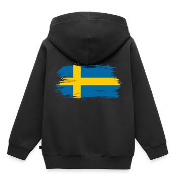 Drapeau suédois - Sweat Premium à capuche enfant bio - noir - Dos - AI Model Kid Male (0cm)