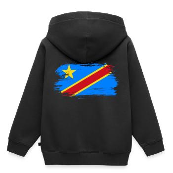 Drapeau du Congo - Sweat Premium à capuche enfant bio - noir - Dos - AI Model Kid Male (0cm)