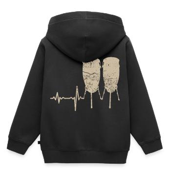 Cadeau Heartbeat Tambour Bongo - Sweat Premium à capuche enfant bio - noir - Dos - AI Model Kid Male (0cm)