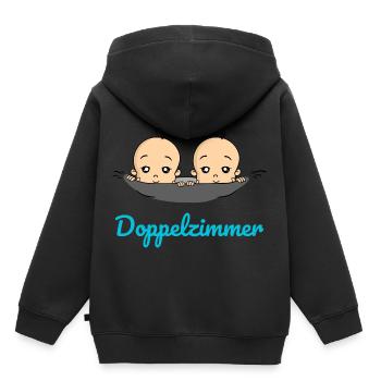 Doppelzimmer Baby Zwillinge Schwangerschaft - Kinder Premium Organic Hoodie - Schwarz - Hinten - AI Model Kid Male (0cm)
