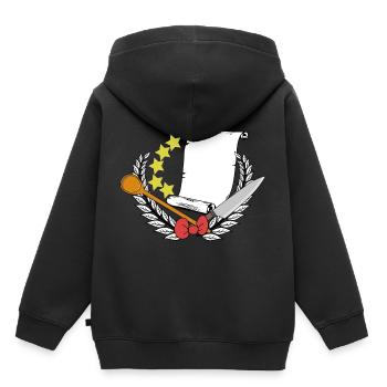 Chef étoilé Chef étoilé Carte du restaurant - Sweat Premium à capuche enfant bio - noir - Dos - AI Model Kid Male (0cm)