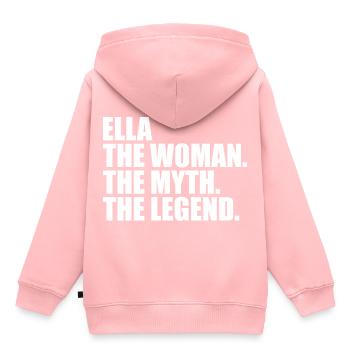 Woman Mythos Legende Name Ella - Kinder Premium Organic Hoodie - Rosa - Hinten - AI Model Kid Female (0cm)