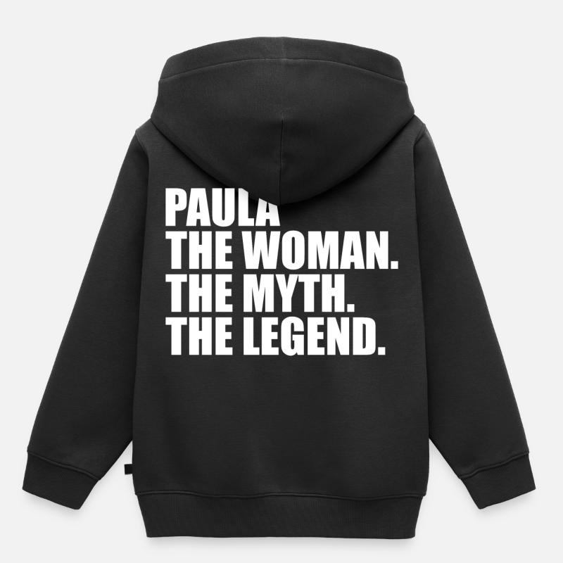 Femme, Mythe, Légende, Nom, Stella - Sweat Premium à capuche enfant bio - noir