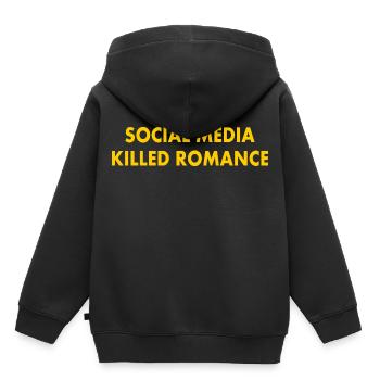 social media killed romance - Sweat Premium à capuche enfant bio - noir - Dos - AI Model Kid Male (0cm)