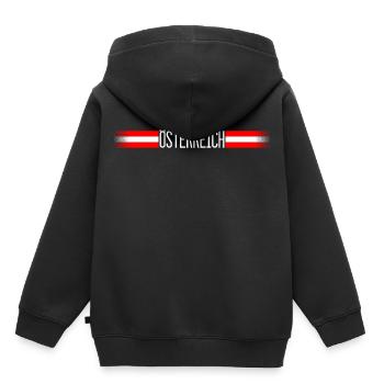 Autriche Drapeau / bannière 004 dessins ronds - Sweat Premium à capuche enfant bio - noir - Dos - AI Model Kid Male (0cm)