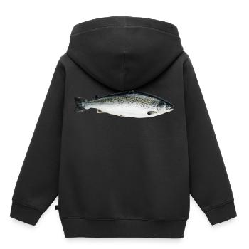 saumon - Sweat Premium à capuche enfant bio - noir - Dos - AI Model Kid Male (0cm)