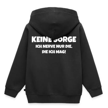 Keine Sorge! Ich nerve nur die, die ich mag - Kinder Premium Organic Hoodie - Schwarz - Hinten - AI Model Kid Male (0cm)
