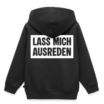 Lass mich ausreden - Kinder Premium Organic Hoodie - Schwarz - Hinten - AI Model Kid Male (0cm)
