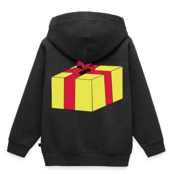 Emballage cadeau surprise, boucle de paquets - Sweat Premium à capuche enfant bio - noir - Dos - AI Model Kid Male (0cm)
