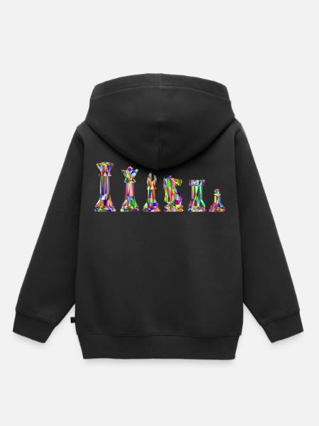 Buntes Schach - Kinder Premium Organic Hoodie - Schwarz