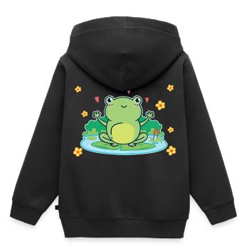 Frosch - Kinder Premium Organic Hoodie - Schwarz - Hinten - AI Model Kid Male (0cm)