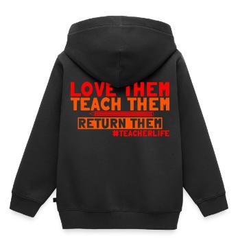 Love Them Teach Them Return Them 3 - Kinder Premium Organic Hoodie - Schwarz - Hinten - AI Model Kid Male (0cm)