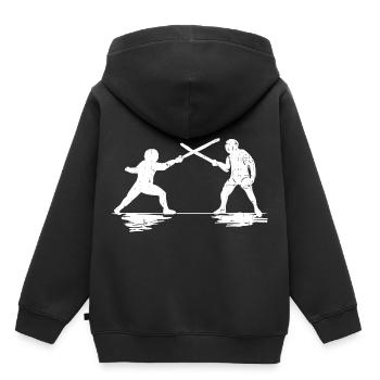 fechten Schwert Degen Duell Arena Schwertkampf - Kinder Premium Organic Hoodie - Schwarz - Hinten - AI Model Kid Male (0cm)