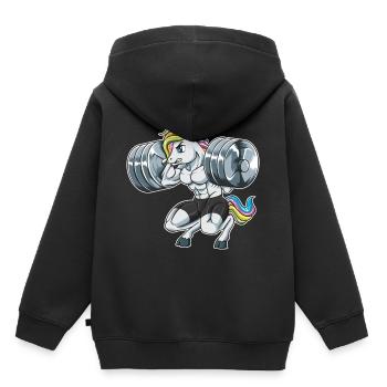 Lift Like A Unicorn | Fitness Gewichtheben Muskeln - Kinder Premium Organic Hoodie - Schwarz - Hinten - AI Model Kid Male (0cm)